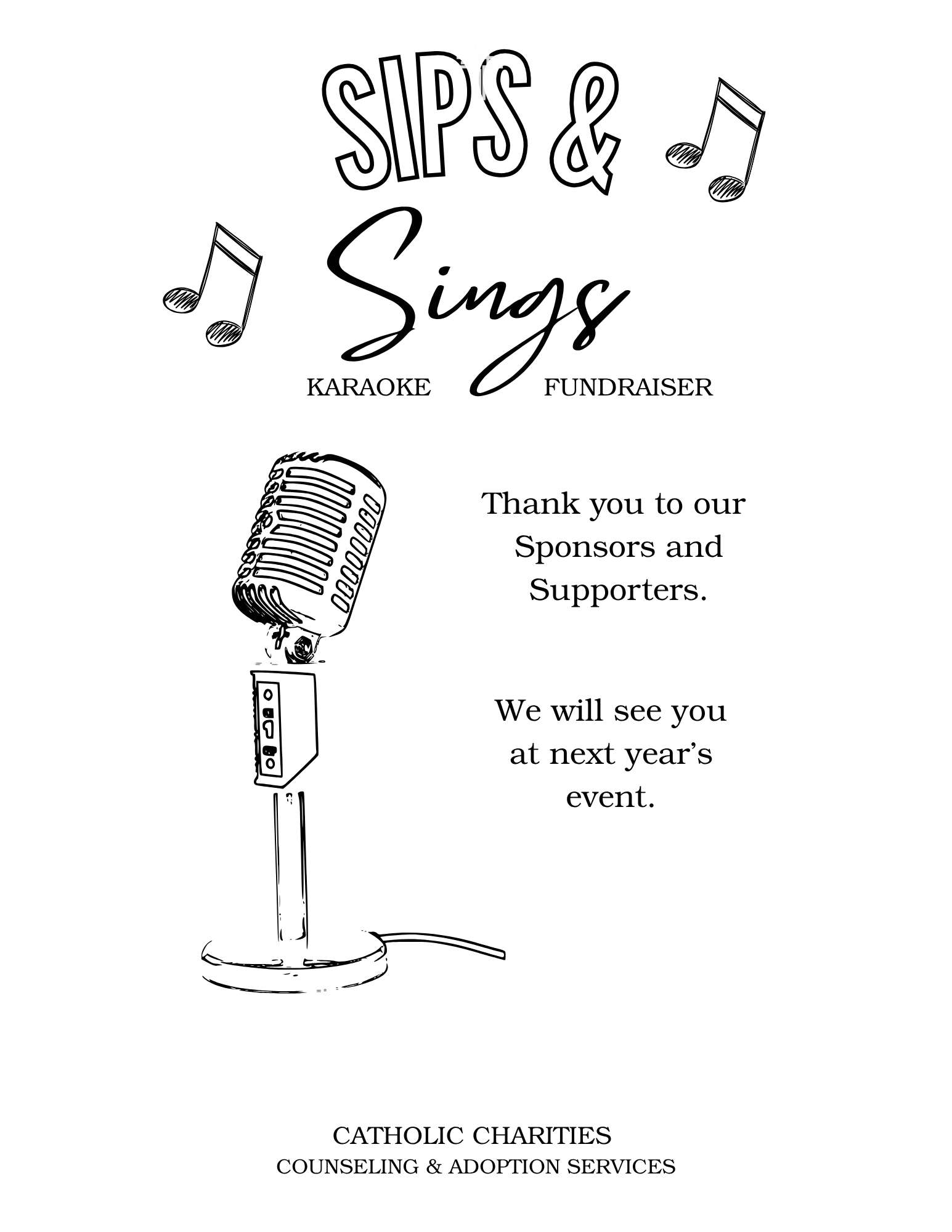 Sips Sings website thanks